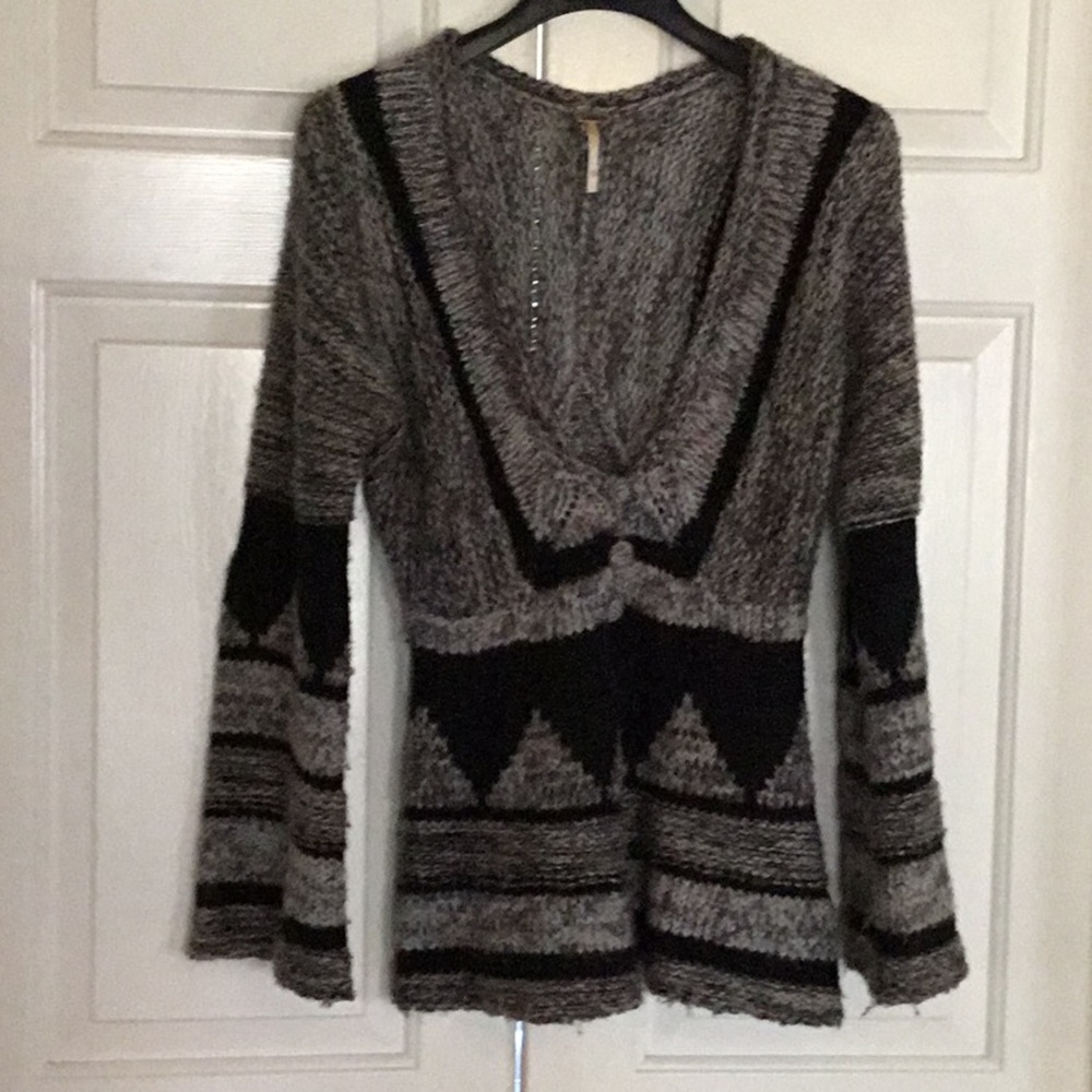 FREE PEOPLE Grey/black Nordic Cardigan Jacket S